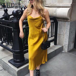Cowl Neck Solid Slip Dress